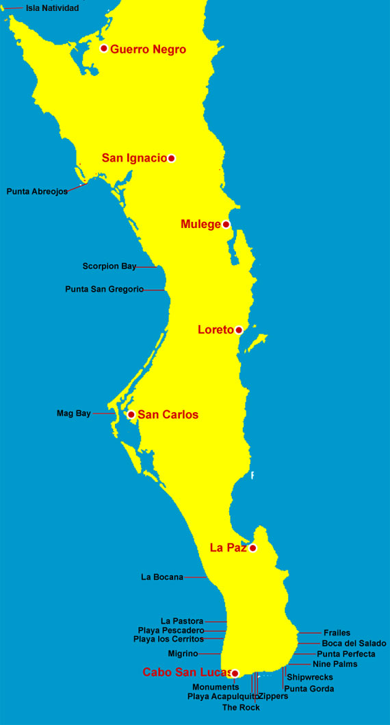 Baja Surfing Map